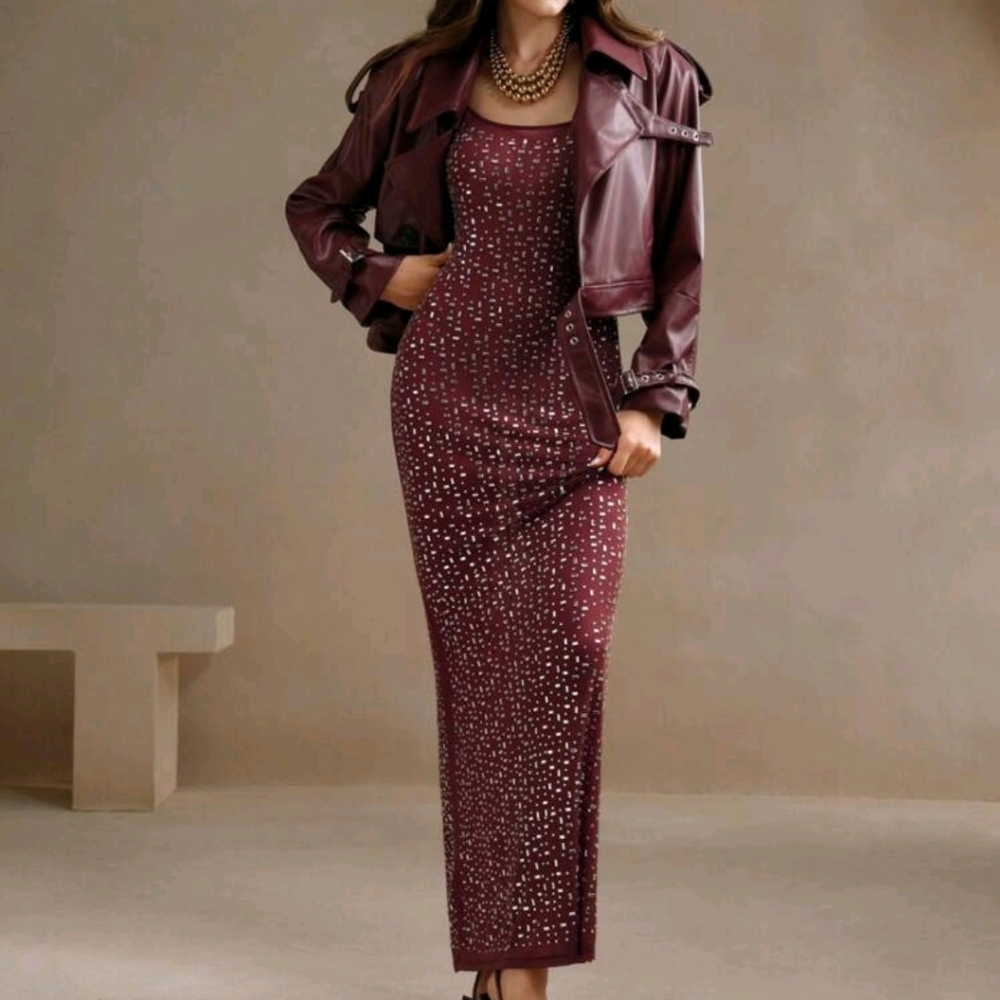 Elegant Women Long Sleeve Leather Jacket - Picture 10 of 11
